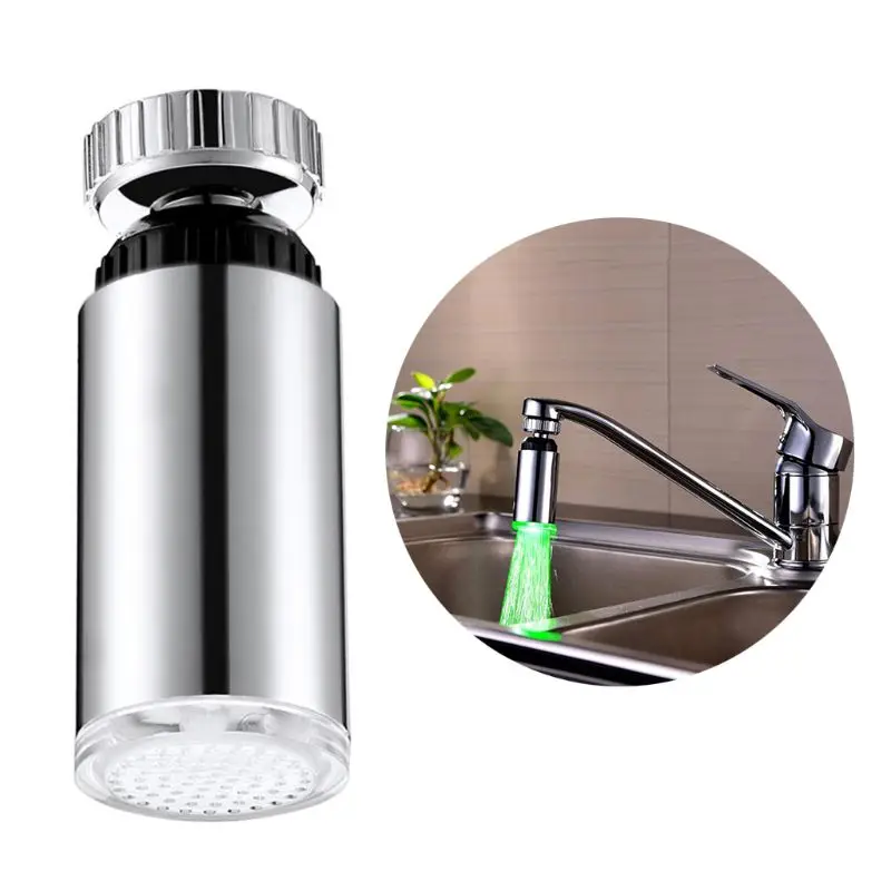 

360 Degree Rotary Water Faucet Colorful LED Light Shower Head Tap Light for Bathroom
