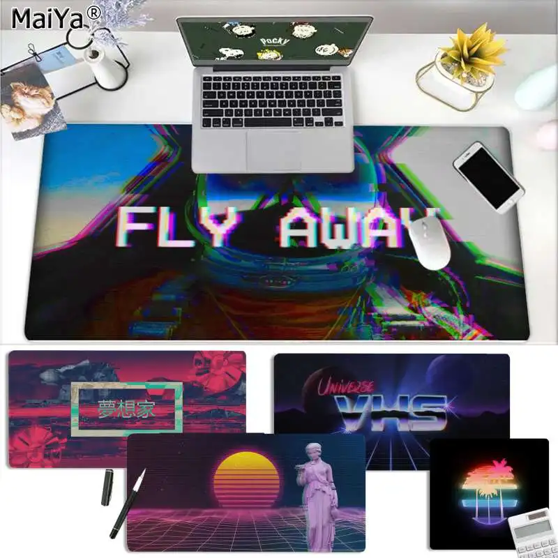 Maiya Новое поступление retrowave vaporwave DIY дизайн игровой с узором коврик для мыши резиновый ПК компьютерный игровой коврик