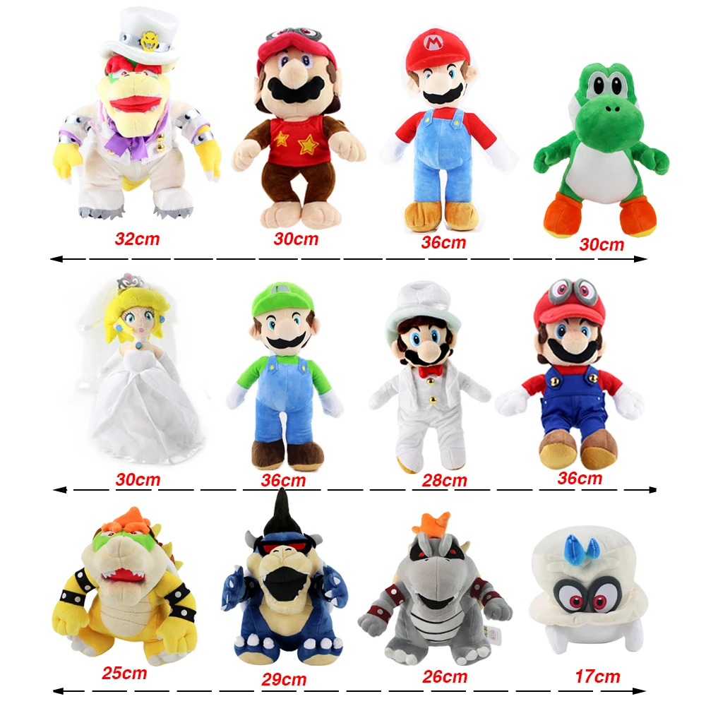 Супер Марио Одиссея свадебное платье Luigi Принцесса Персик Йоши Diddy Kong 3D Land Bone Kuba Дракон Темный Теплозаправщик koopa плюшевые игрушки