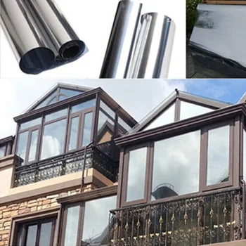 

Waterproof Window Films 1m/2m*50cm Silver Wall Sticking Office Home Bedroom Bathroom One Way Mirror Insulation Glass Stickers