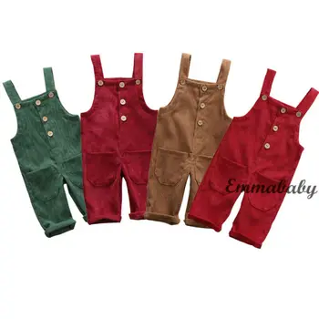 

2020 Newest Hot Child Toddler Boys Kids Solid Overalls Suspender Trousers Casual Corduroy Baby Bib Pants Solid Outwear 0-5T