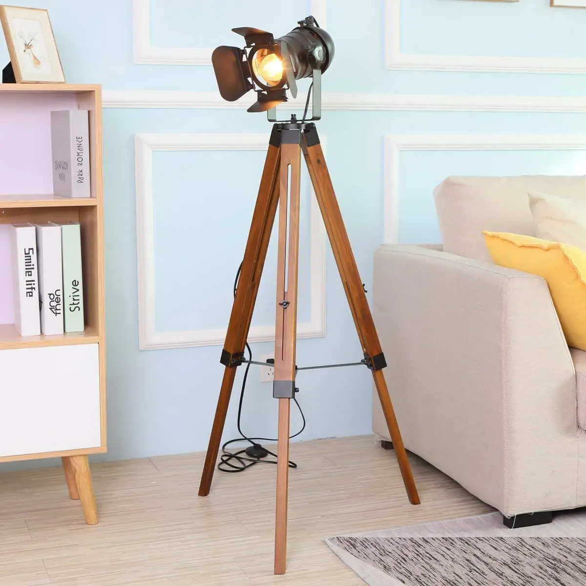 Nietje timmerman Vermelding Adjustable Industrial Iron Wood Tripod Floor Lamp Vintage Bedroom Reading  Spotlight Indoor Lighting Fixture Home Decor E27 - AliExpress Lights &  Lighting