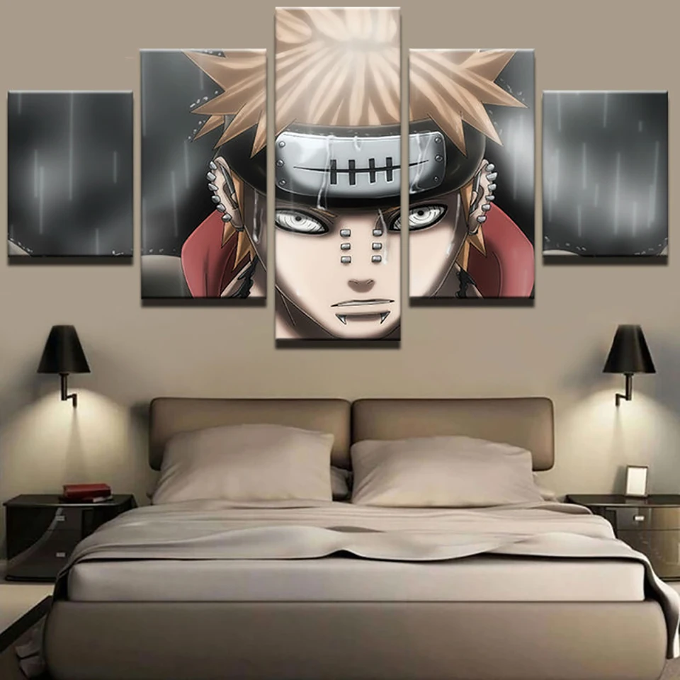 

Home Decoration Modern Posters Wall Art 5 Panel Anime Naruto Characters Painting Framed Living Room HD Modular Printed Pictures