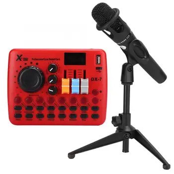 

Microphone MIC Set with Sound Card Audio Card for Mobile Phone Computer 80Hz-18KHz