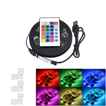 

USB LED Strip 5050 RGB light DC 5V RGB Neon Ribbon lamp Tape Non-Waterproof TV Bcaklight Bedroom kitchen Decor String lighting