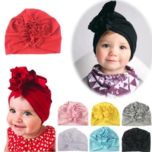 Special Price 2020 New Folds Flower Girl Headband Newborn Infant Toddler Kid Baby Girl Turban Soft Cotton Beanie Hat Cap Photo Props