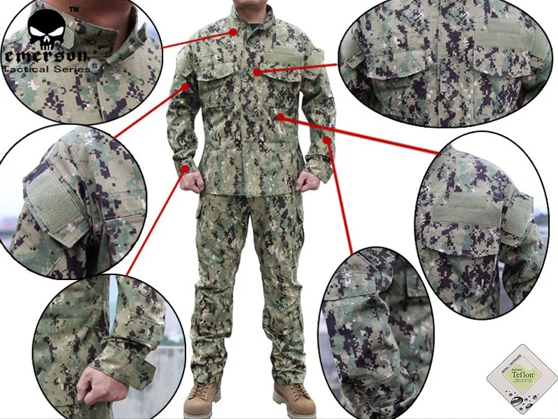 Военная Охота Боевая рубашка bdu и брюки EMERSON NWU Тип III AOR2 Униформа EM6892