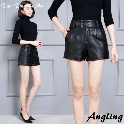 

Топ-бренд, новинка 2020, женские шорты из натуральной овечьей кожи KS75 высокого качества