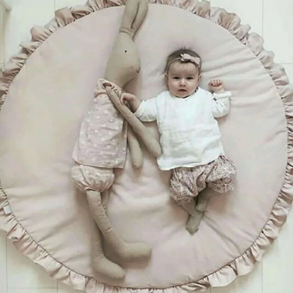 Мягкий игровой коврик для малышей, игрушки, кружево, хлопок, ползание, 100 см, круглый ковер, утолщенный коврик для детской комнаты, мягкое одеяло, коврик для мочи