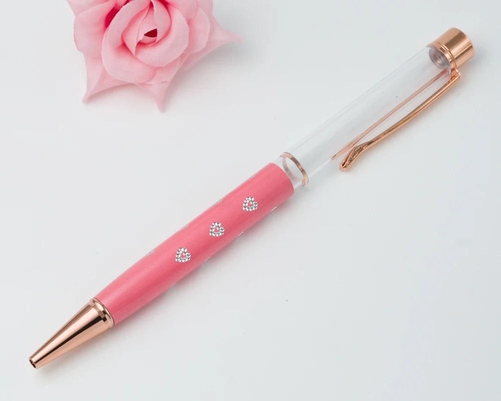 4 Rosepink DIY Сердце шаблон свадебный подарок DIY ручка Мода DIY пустая ручка медная пустая трубка шариковая ручка - Цвет: 4 Rosepink