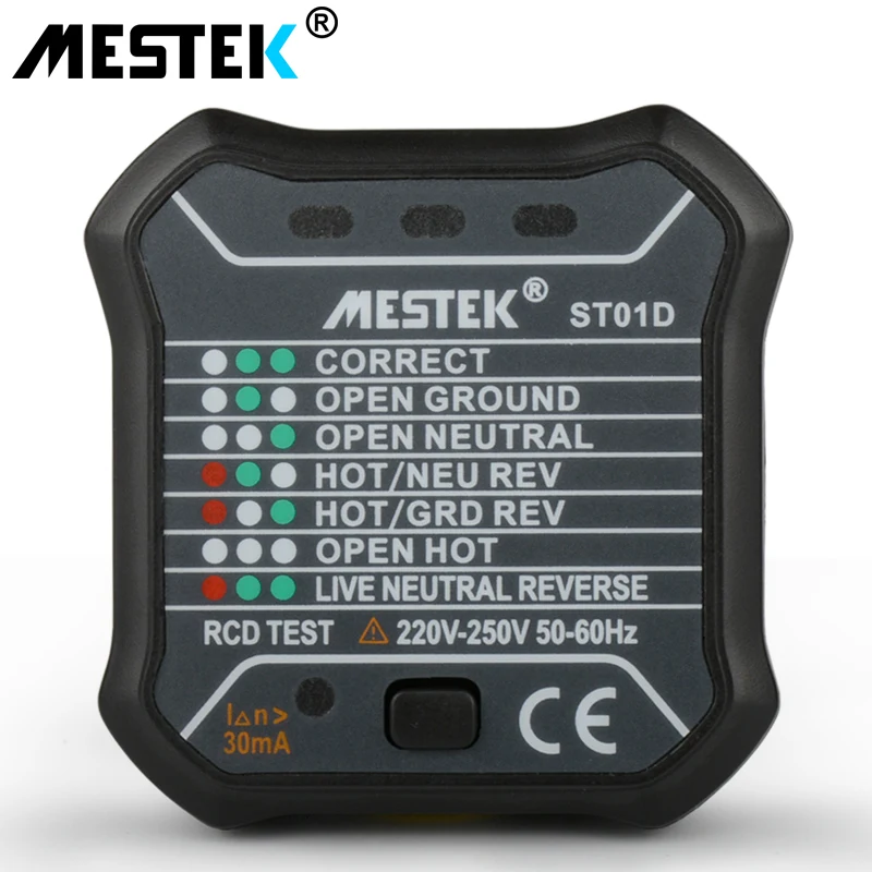 MESTEK ST01 ST02 цифровой дисплей Розетка тестер Разъем полярности фазы контрольный детектор напряжение тест Многофункциональный электроскоп
