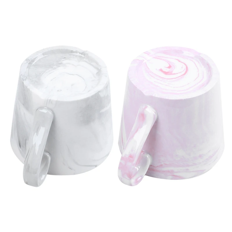 2 Pcs Marble Ceramic Mugs Couple Lover'S Gift Morning Mug Milk Coffee Tea Breakfast Creative Porcelain Cup, Pink& White