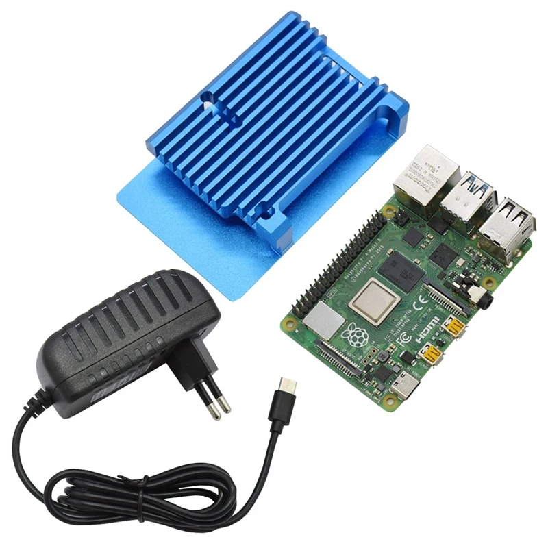 Для Raspberry Pi 4B 2G ram DIY Kit Поддержка 2,4/5,0 GHz wifi Bluetooth 5,0 с алюминиевым ЧПУ сплав защитный Синий чехол 5V 3A P