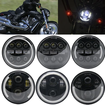 

5-3/4" 5.75 inch Motorcycle LED Projector Halo angel eyes turn signal light Headlight housing For Sportster 883 XL1200 Iron Dyna
