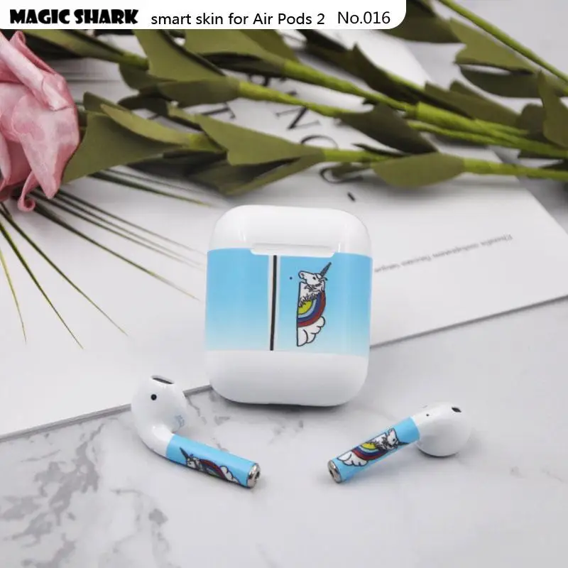 Волшебная Акула, Smok Sky Leaf, флаг США, цветок, дерево, Губка Боб, стерео, прозрачная пленка, чехол, наклейка, кожный чехол для Airpods 2 II, наушники - Цвет: 016