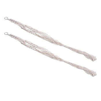 

2PCS Pure Hand-Woven Fine Cotton Rope Gardening Flower Pot Hemp Rope Hanging Net Hanging Basket