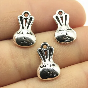 

WYSIWYG 40pcs 15x9mm Rabbit Charm Pendants For Jewelry Making Antique Silver Color Rabbit Pendants Charm Rabbit Head