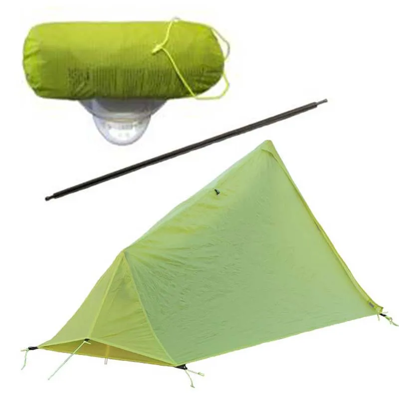 

Green Nylon tent Outdoor Single Person Ultra Light Aluminum Pole Camping Tent Hiking Double Layer