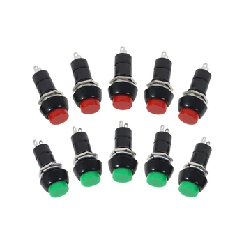 

10pcs PBS-11B 2PIN Plastic 12mm Push Button Momentary Switch l3A 150V Red green random sent by default
