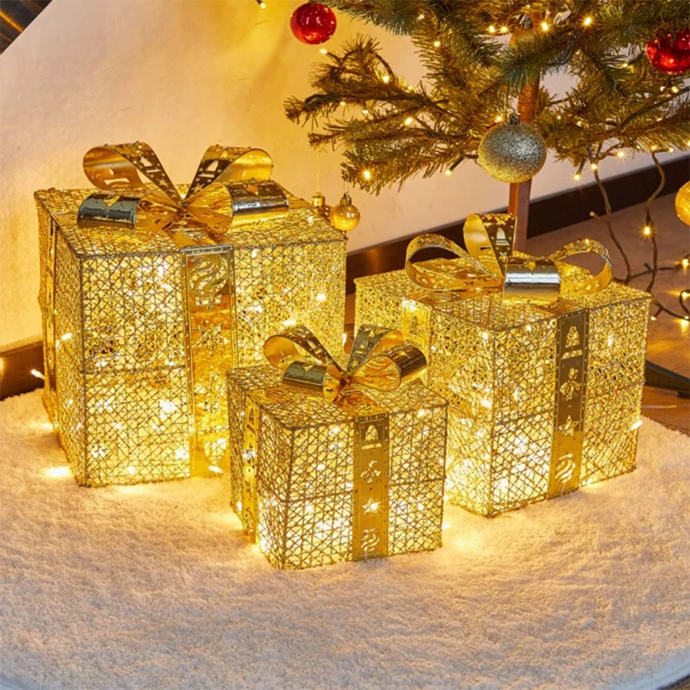 3 Pçs Caixas De Presente De Natal Com Luzes Led Ferro Forjado Ornamentos  Luminosos Feriado Ano Novo Presentes De Natal Festa Interior Decoração Da  Sua Casa - Enfeites P/ Árvore De Natal - AliExpress