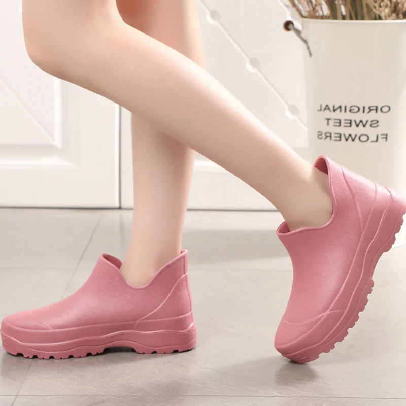 Женские резиновые сапоги из ЭВА на толстом каблуке|Полусапожки| |