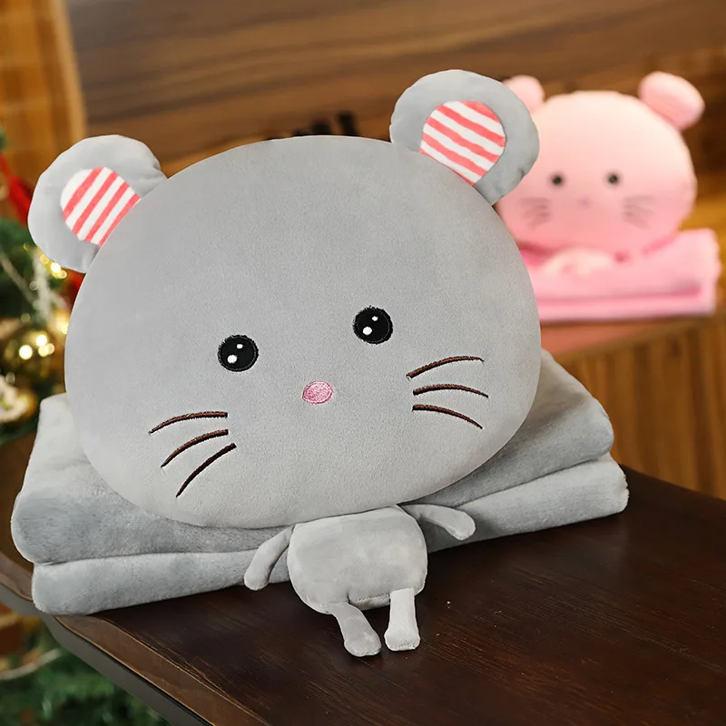 Kawaii мышь, крыса, плюшевая игрушка Triver, портативное одеяло, кукла, руки, теплые, животные, игрушки для детей, для мальчиков и девочек, для офиса, ковер для сна, подарок