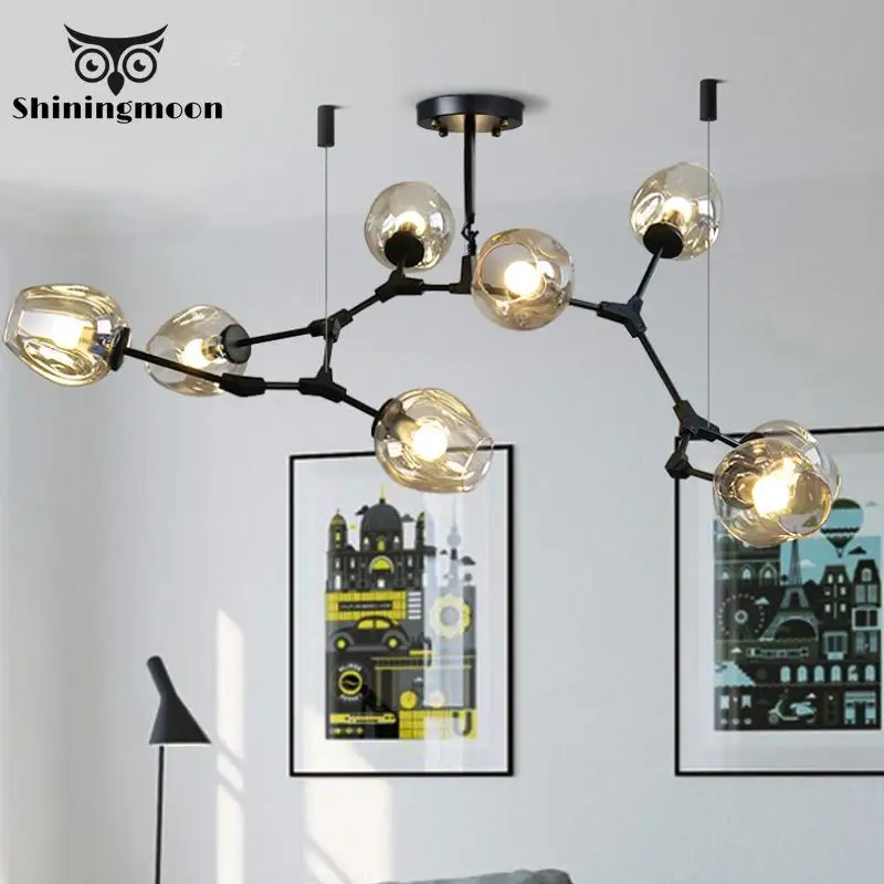 

Modern E27 Black Iron Led Chandelier Lighting Suspension Line Indoor Living Room Chandeliers Light Fixture Bar Crystal Lustre
