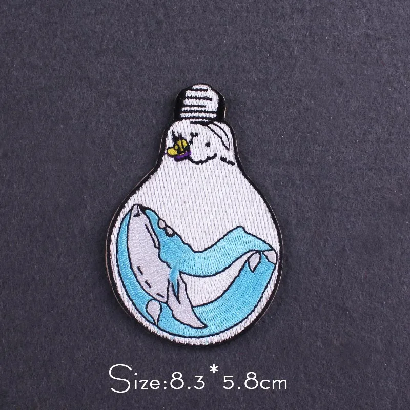 thumbnail image 1 of Parche de ballena Parche bordado de naturaleza Parches termoadhesivos para ropa Parches bordados para exteriores para ropa Apliques Insignia DIY, 1 of 5