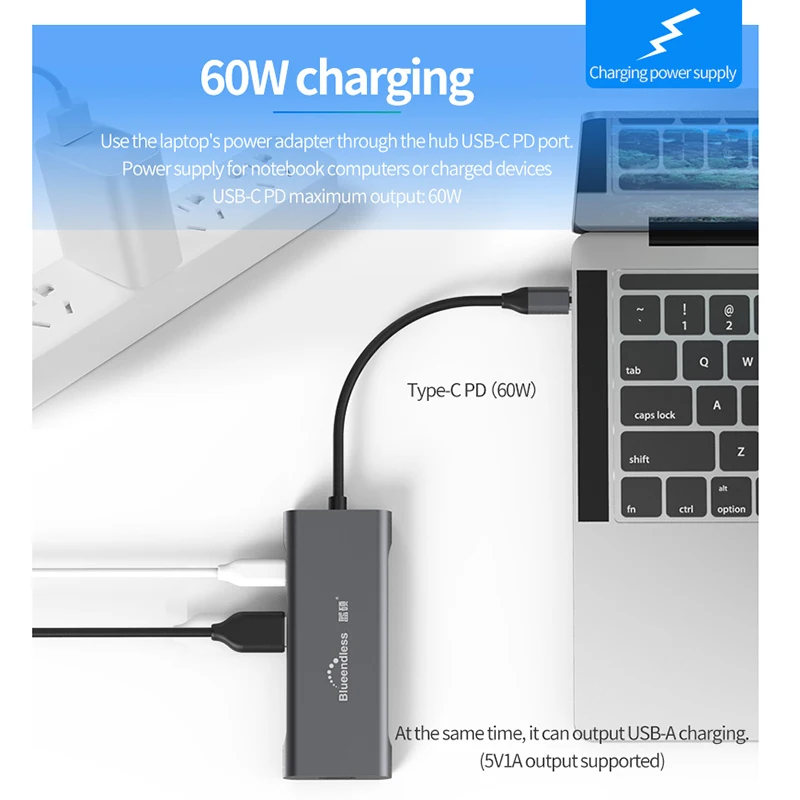 Blueendless 7 в 1 Usb-C type C 3,1 сплиттер Usb3.0 Hdmi Tf/Sd кардридер Pd концентратор адаптер для Macbook Pro Usb C концентратор
