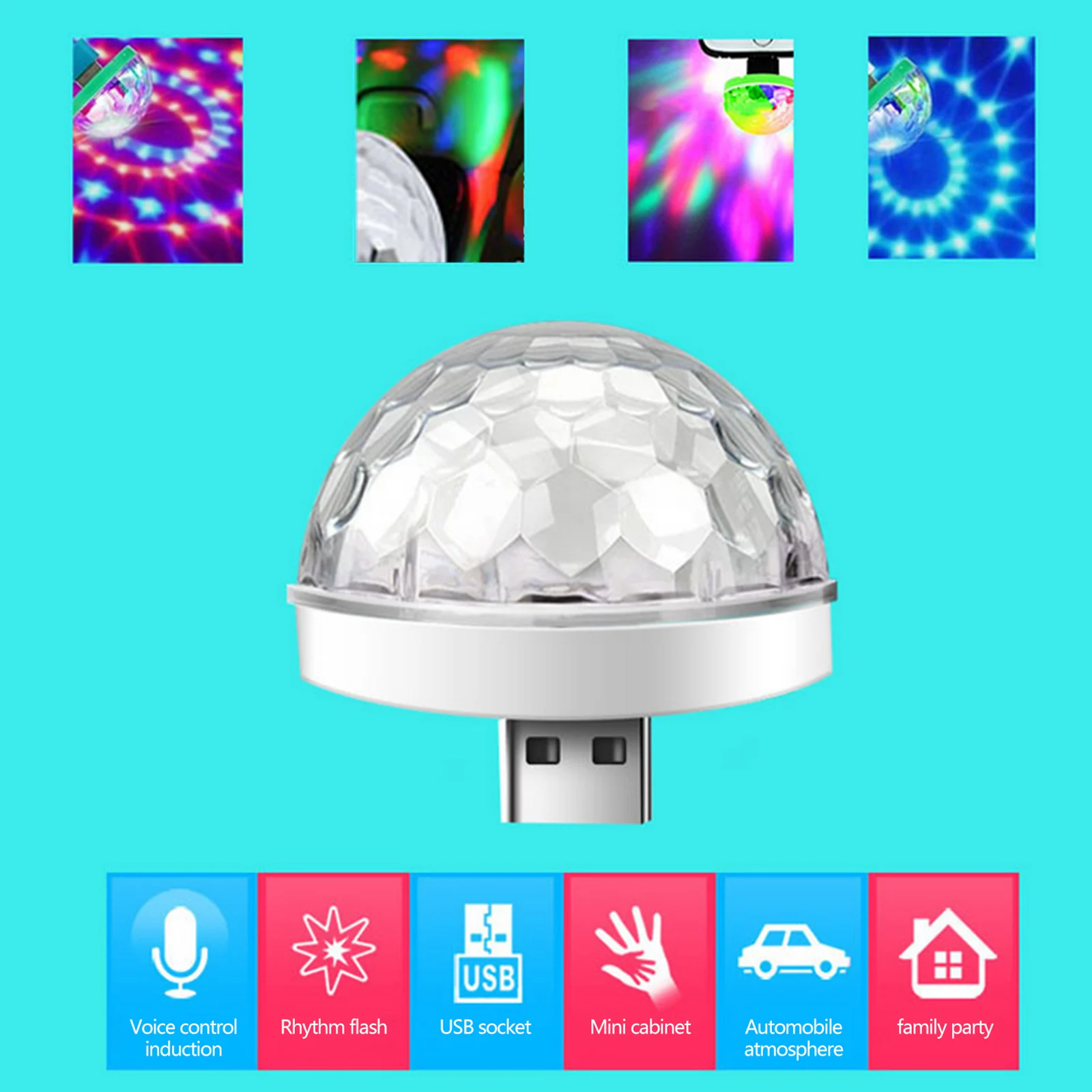 Mini boule Disco RGB multicolore, USB, lumière stroboscopique magique,  éclairage DJ pour fête, son, Auto, voiture, atmosphère, décoration de salle  - AliExpress