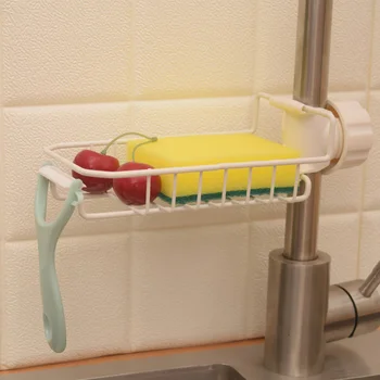 

Metal Faucet Sink Hanging Storage Rack For Kitchen Sponge Holder Hollow Soap Bathroom Organizer Shelf 2 Colors