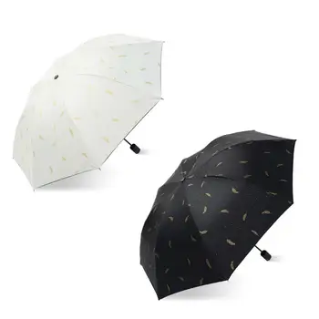 

3-Folded Black Rubber Cloth Umbrella Frame Thickening Sunshade Umbrella Dustproof Anti-UV Umbrella Outdoor Portable Umbrella