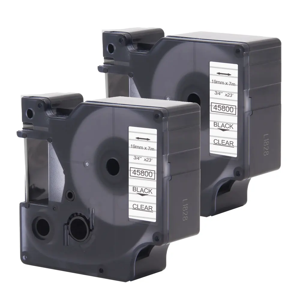 Absonic 2 шт. 45800 принтер лента совместима для DYMO D1 LabelManager 200 300 350 360D 400 420P 450 принтеры черный на прозрачном 19 мм