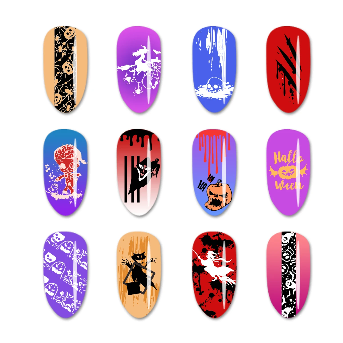 

BEAUTYBIGBANG 6*12CM Halloween Nail Art Stamping Plate Ghost Spider Pattern Manicure Image Template Festival Nails Stencil