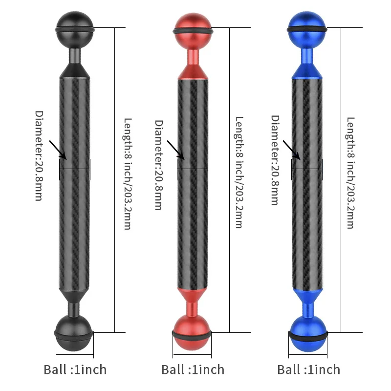 Carbon Fiber Dual Ball Kopf Tauchen Fotografie Float Auftrieb Arm Kamera Unterwasser Tray Kit Ultraleicht 5/6/7/8/9/10/11/12 Zoll – Detail 5