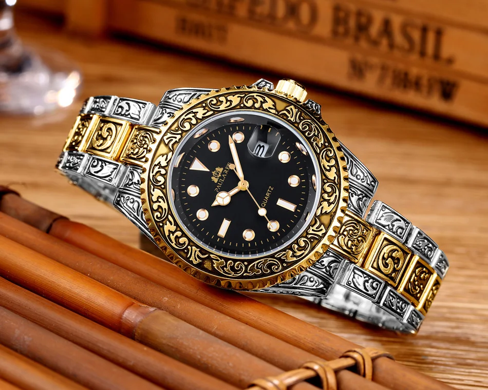 Quarzo classico da uomo, antico, vintage, luminoso, in oro rosa, oro giallo, argento, 2 toni, rosso verde, blu sfumato_voghion.com