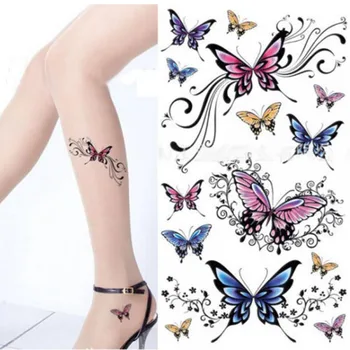 

Beauty Removable Waterproof Temporary Tattoo Butterfly Tattoo Body Art Sticker Tattoo Girl Waist Bracelet Flash Tatoos Flower