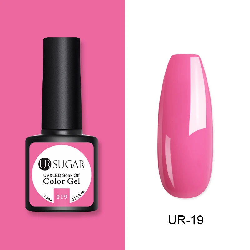 Ur Sugar, 7,5 мл, розовый цвет, УФ-гель, голографический лак, полуперманентный лак для ногтей, Гель-лак для маникюра - Цвет: 19