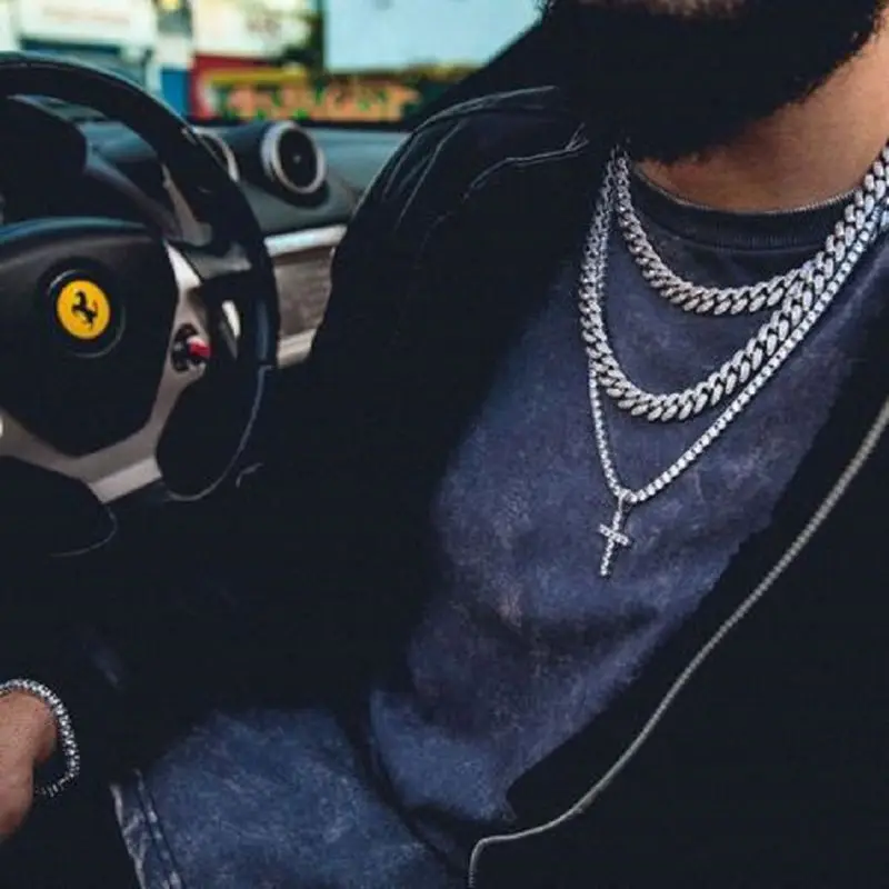 

Hip Hop Jewelry Gold Plated Iced CZ Miami Cuban Link Chain Necklace Bracelet