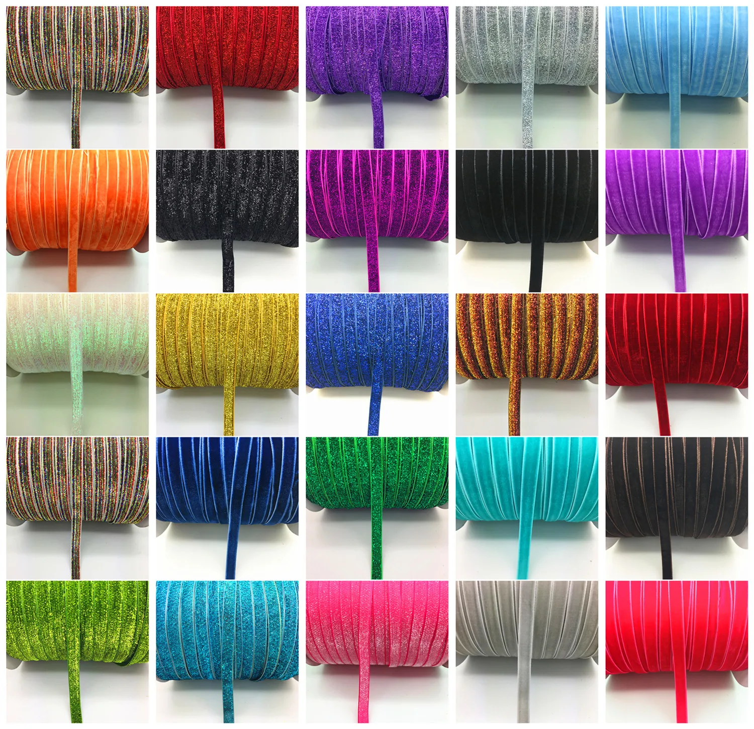 

New 5 Yards 3/8 "10mm Multicolour Velvet Ribbon Headband Clips Bow Decoration Craft