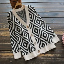 Женская хлопковая блузка осень v-образный вырез длинный рукав вязаный кардиган свитер пальто большой размер, свободного кроя женская рубашка YoYiKamomo