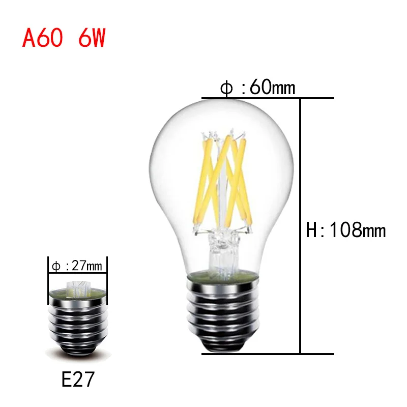 6w Светодиодный светильник A60 E27 AC220V 2 Вт 4 Вт 6 Вт 8 Вт комнатный светильник теплый белый кухонный стол lightr домашний декор - Испускаемый цвет: 6w