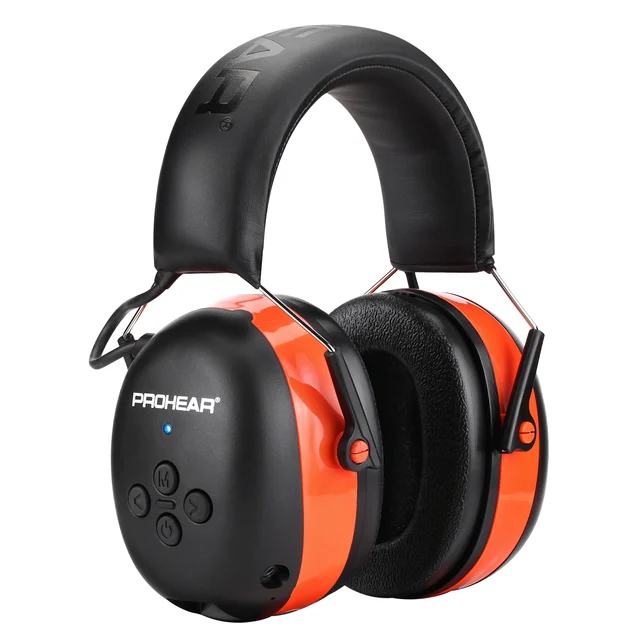 ZOHAN Electronic Headphone 5.0 Bluetooth Earmuffs Hearing Protection Headphones for Music Safety Noise Reduction Charging 037 Orange