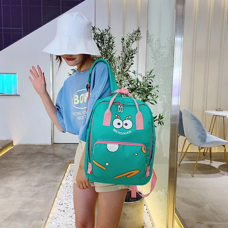 

2019 new JIULIN Korean printing fashion cartoon anime female student solid color Oxford cloth backpack bag