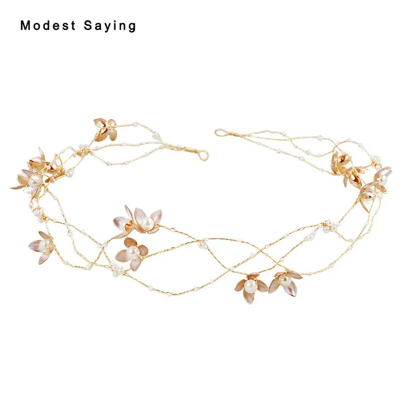 Fairy Beaded Flowers Wedding Headbands Bridal Headwear Wreath Wedding Accessories for Brides headpiece dekoracje weselne