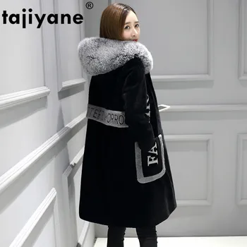 

100% Wool Jacket Fox Fur Collar Real Fur Coat Autumn Winter Coat Women Clothes 2019 Korean Vintage Sheep Shearling Tops ZT3711