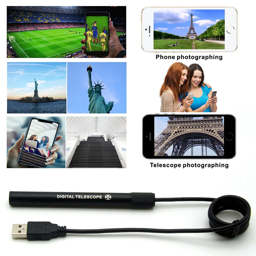 Регулируемая 1000 мАч Смарт wifi цифровая зарядка через usb 70x Лупа телескоп Монокуляр камера CLH@ 8
