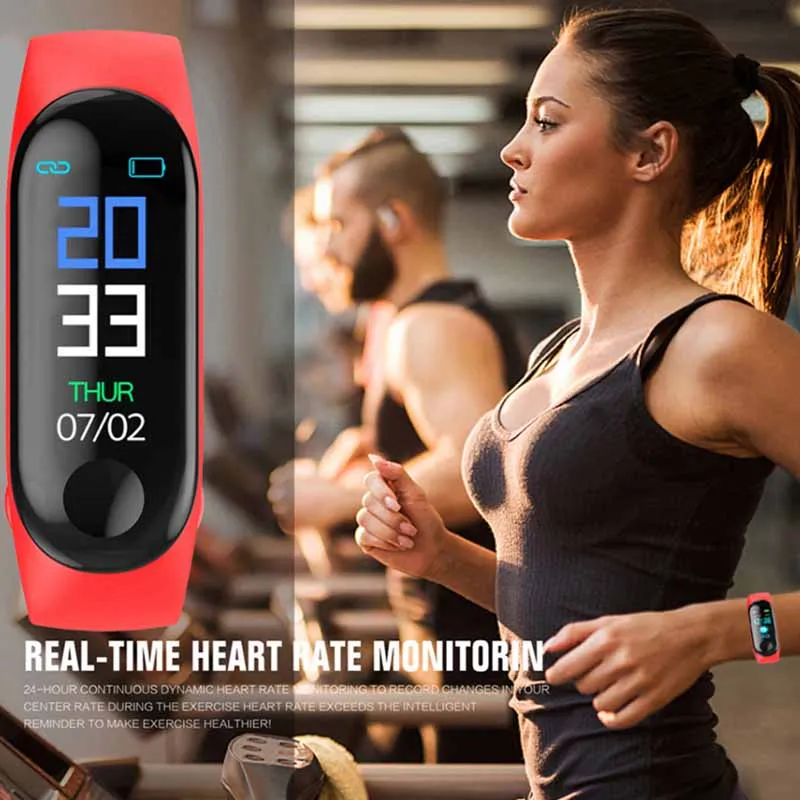 Смарт-часы для мужчин M band 3 Смарт-браслет пульсометр кровяное давление здоровье Smartwatch фитнес-трекер Браслет тактильный браслет