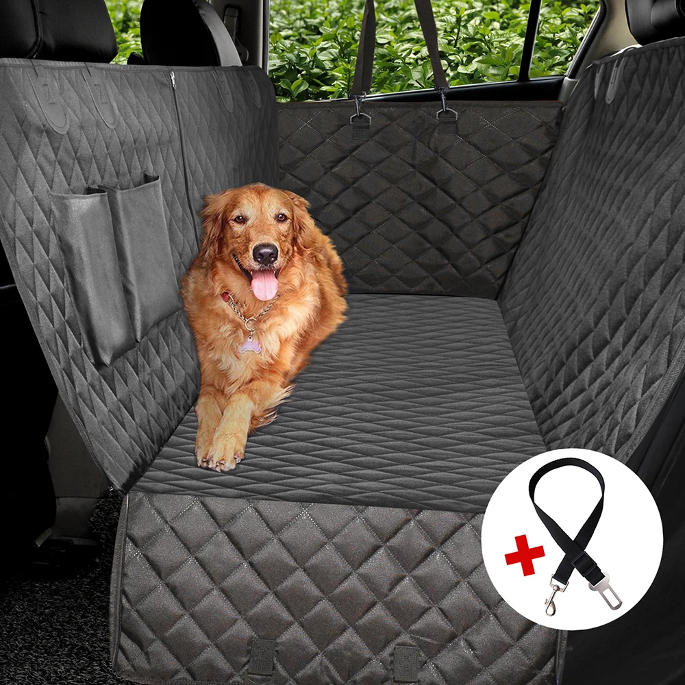 

Luxury Quilted Dog Car Seat Cover Side Flap Car Travel Pet Carrier Backseat Cover Waterproof Nonslip With Zipper and Pockets