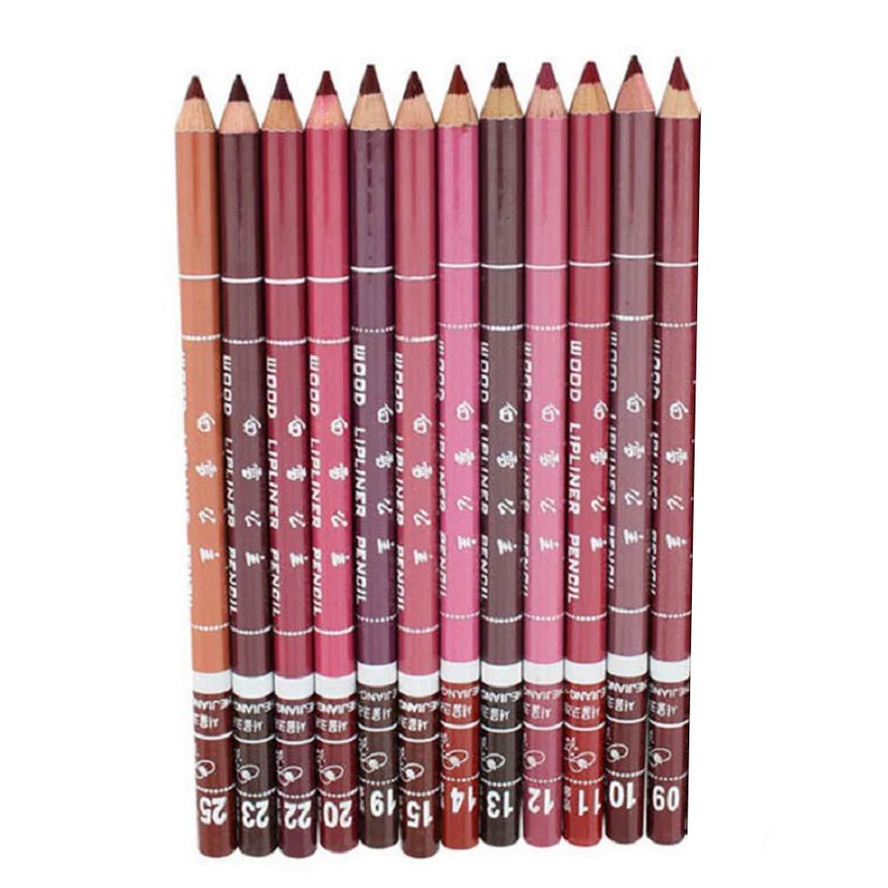 12Pcs Professional Lipliner Pencil Long Lasing Velvet Matte Metallic Lipstick